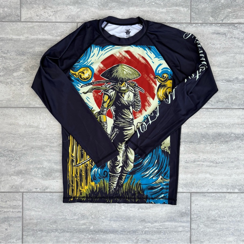 Agatsu Japanese Style Samurai Rash Guard Long Sleeve Size Large Martial Arts